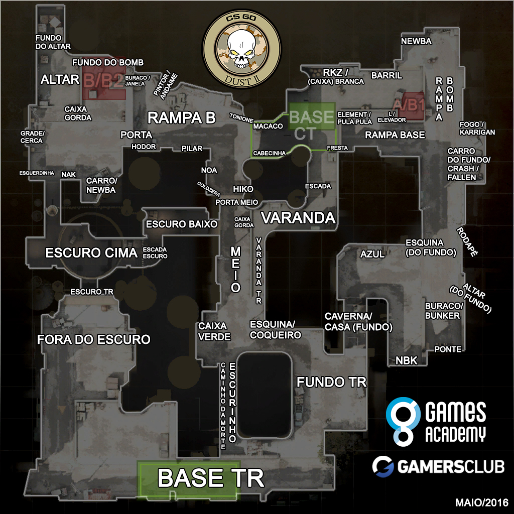 posições dos mapas de CS:GO